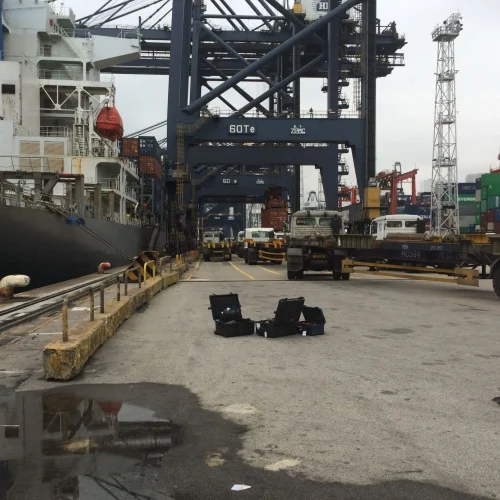 Filming at the Port