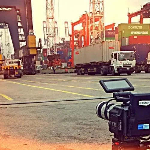 Filming at the Port of Hong Kong
