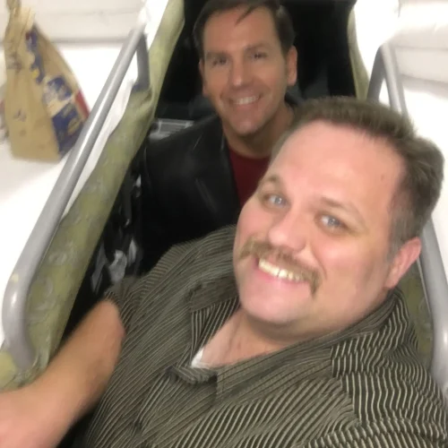 Author Lance Hoovestal in Plane