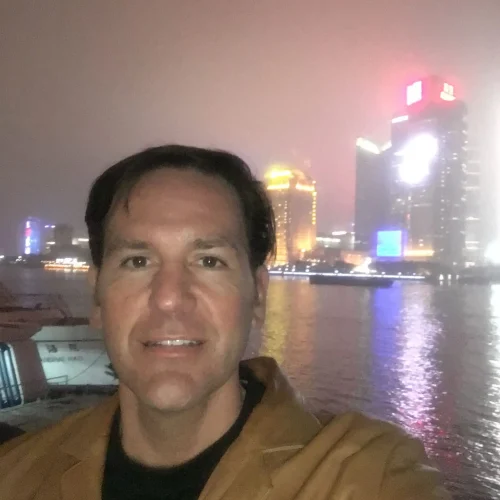 Author Lance Hoovestal on the boat