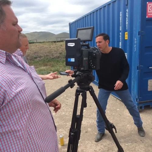 Author Lance Hoovestal shooting scene