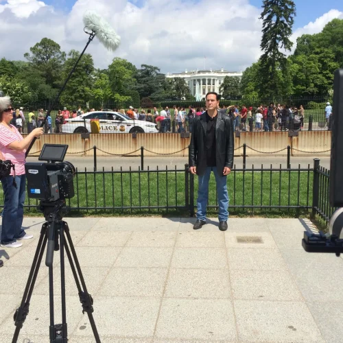 Author Lance Hoovestal standing front of the camera